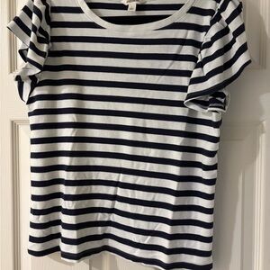 Goodthreads Women’s Navy and White Striped Tee Large